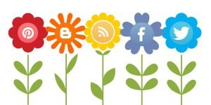Flowers containing social media logos.