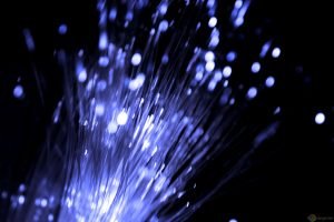 An example of how light is transmitted in fiber-optic internet cables.